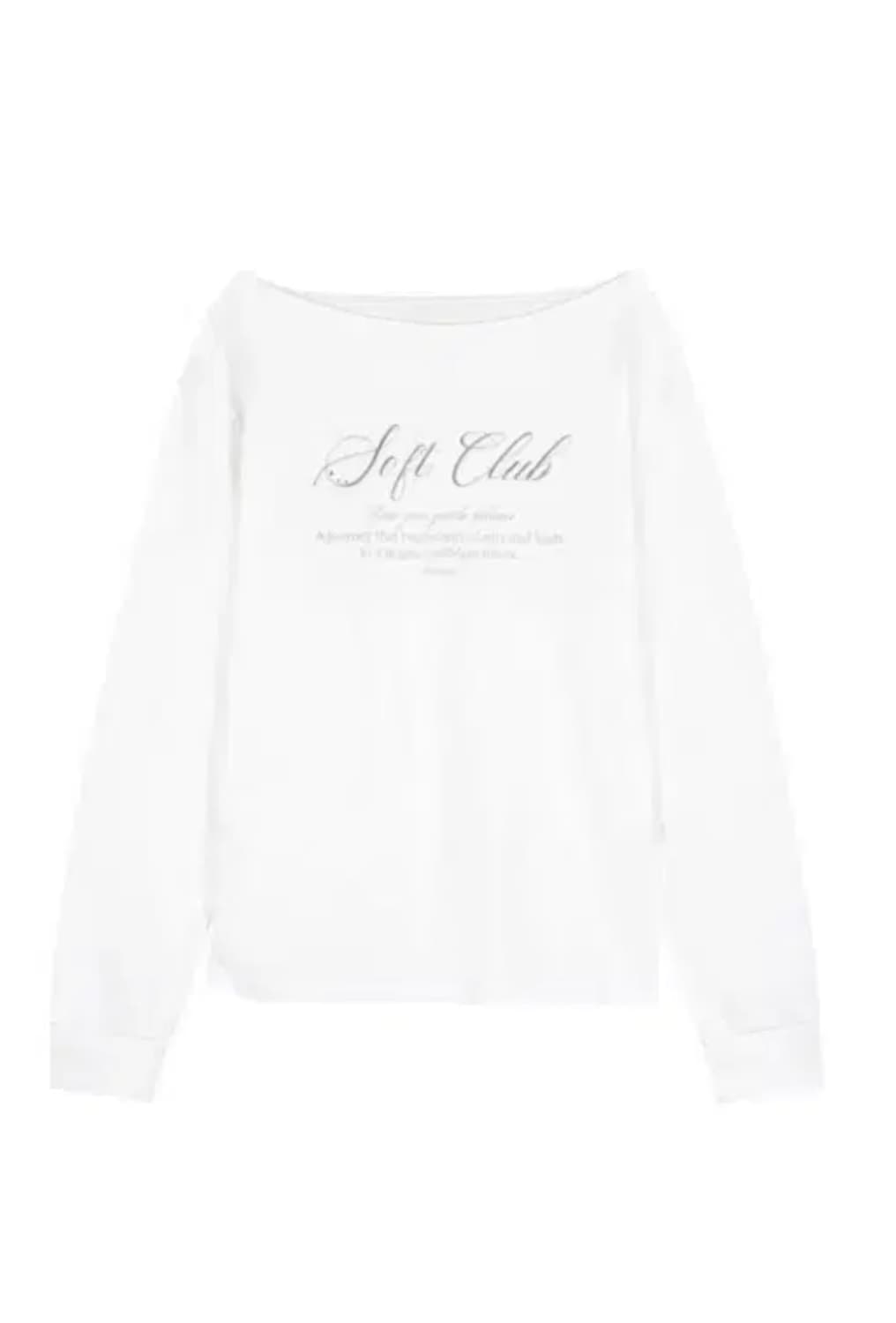 클리시어 소프트클럽 원숄더 스웻셔츠 화이트 상품이미지1