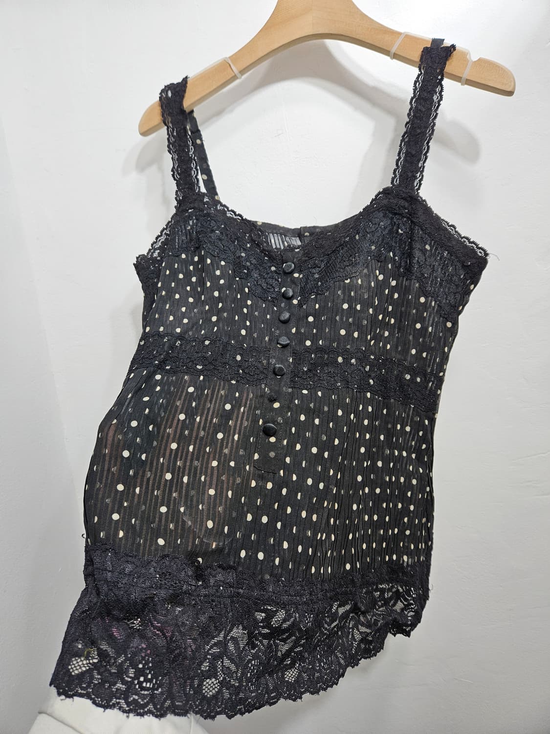 블랙 도트 슬리브리스 탑 상품이미지2