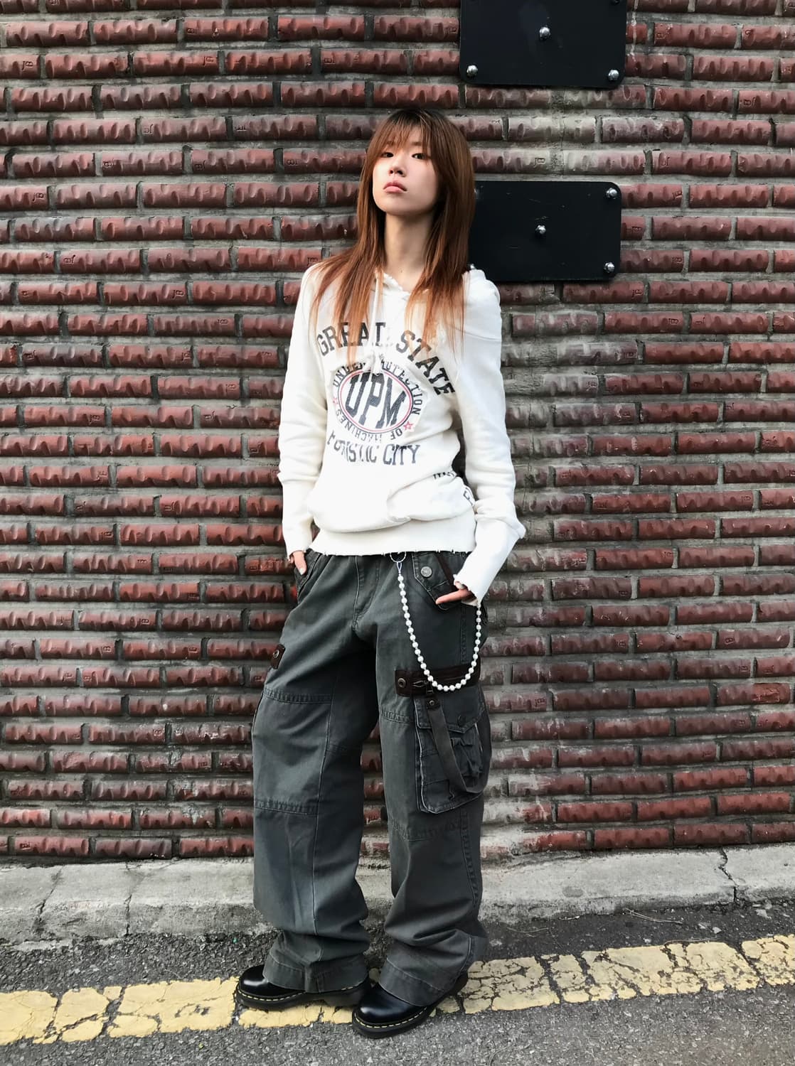 빈티지 그런지 힙 스트릿 후드티 코디 세트 상품이미지1