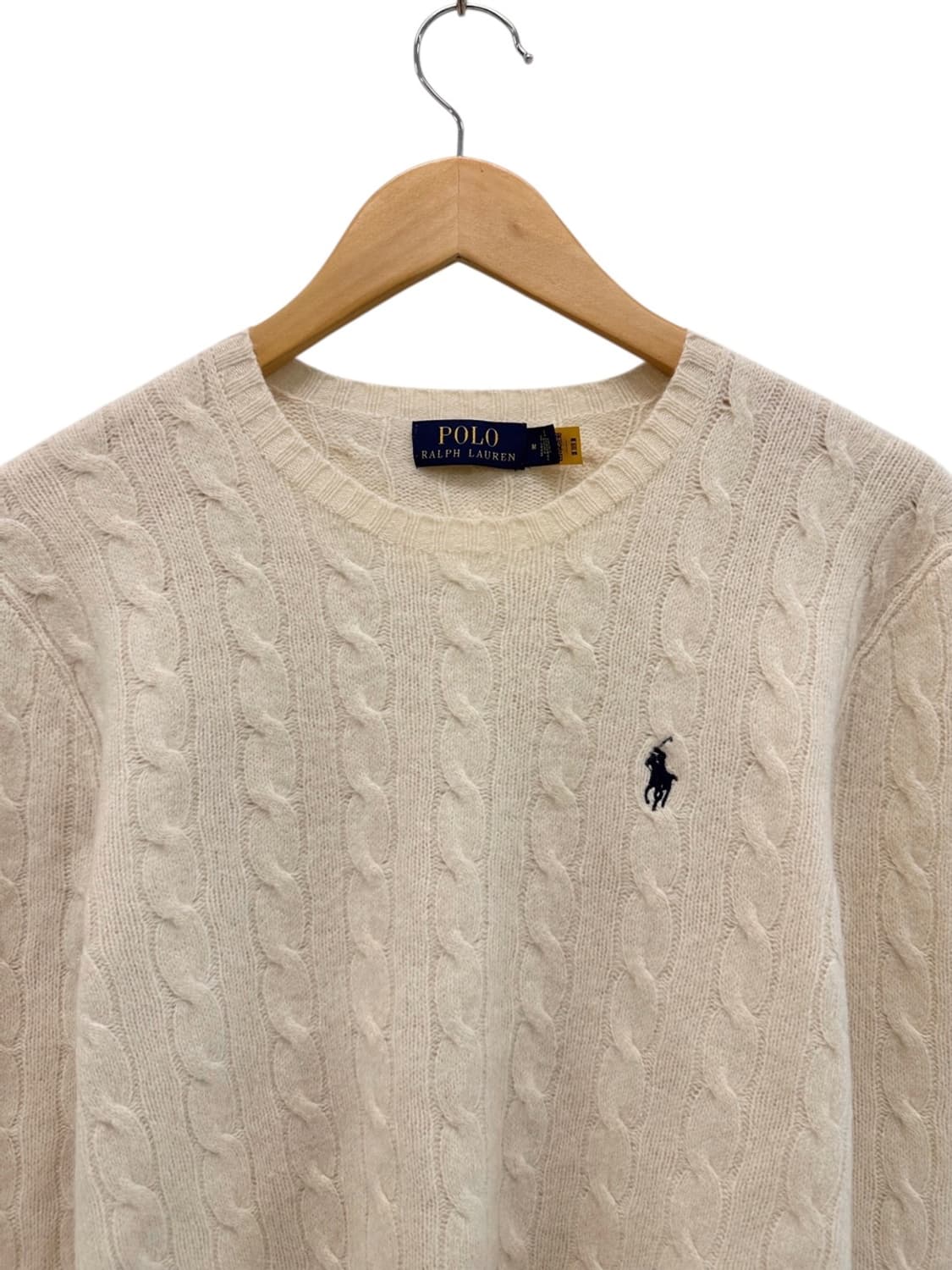 폴로 캐시미어 케이블 꽈배기 니트 아이보리 (여성M) 상품이미지2