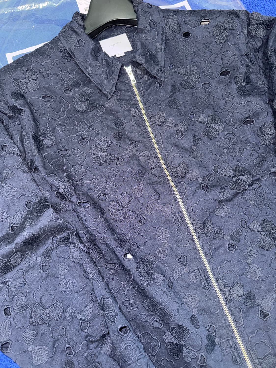 유스 플라워 집업 카라 셔츠 네이비 상품이미지2