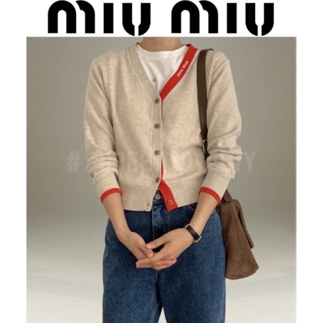 미우미우 한줄라인배색 가디건 상품이미지10