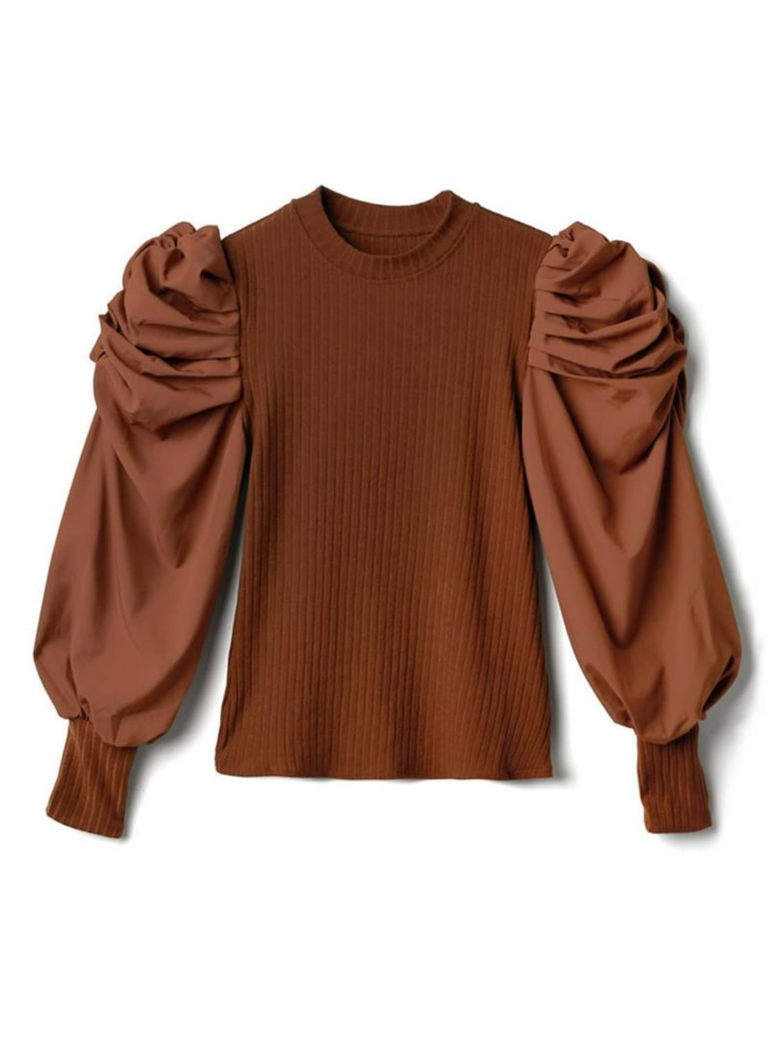 GRL 일본빈티지) 스나계 모리 브라운 퍼프골지니트긴팔 하객룩로맨틱양산형 상품이미지1