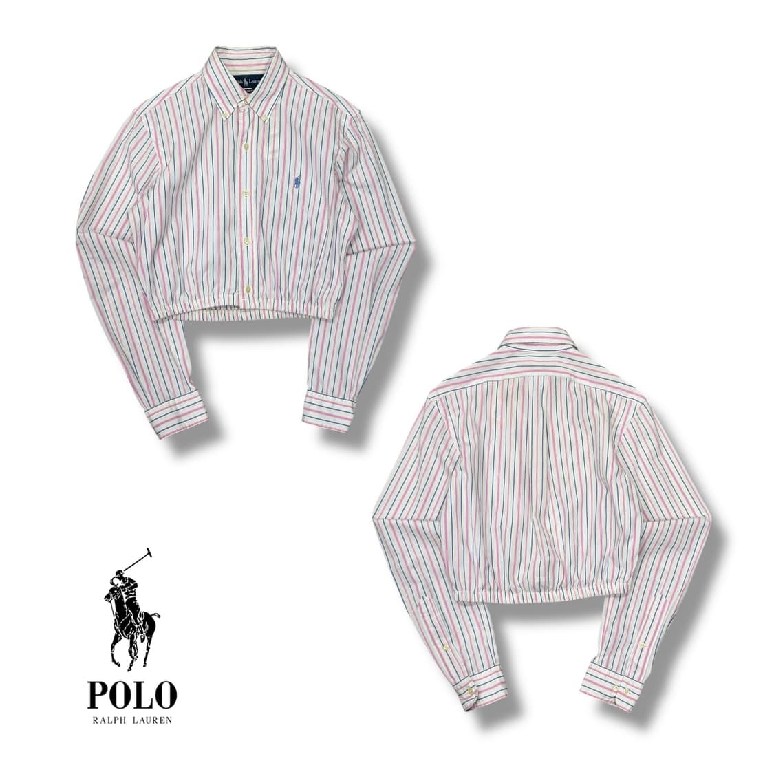 폴로 커스텀 스트라이프 크롭 셔츠 상품이미지2