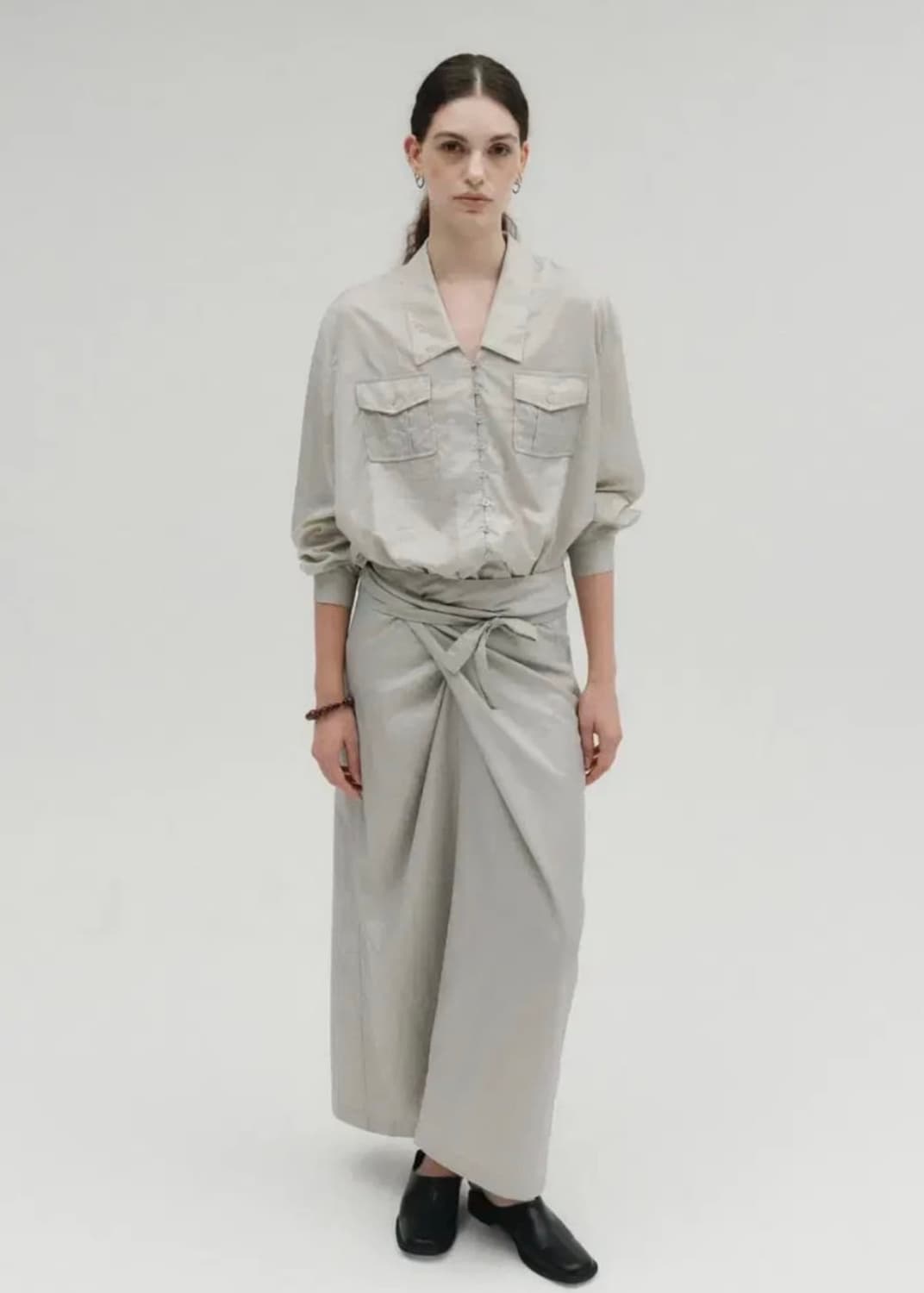 솔티페블 글로시 포켓 셔츠 / 스커트 셋업 상품이미지3