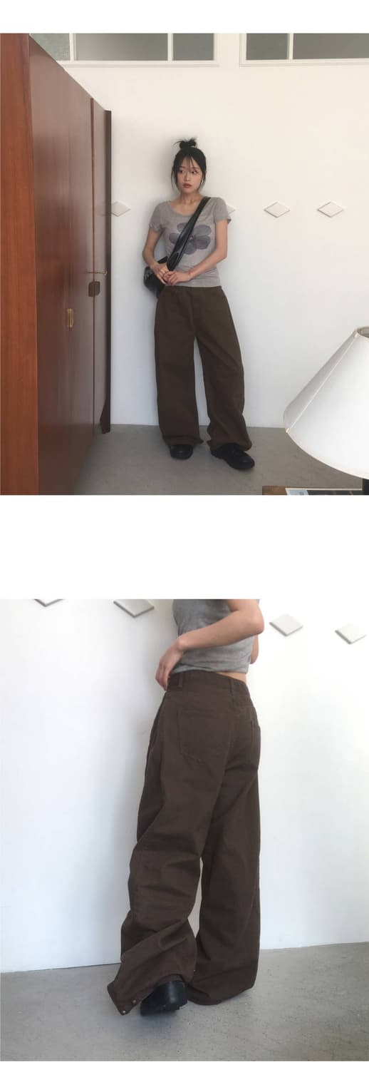 퍼팅 사이드 핀턱 와이드 코튼 팬츠
사이즈S 새상품 상품이미지2