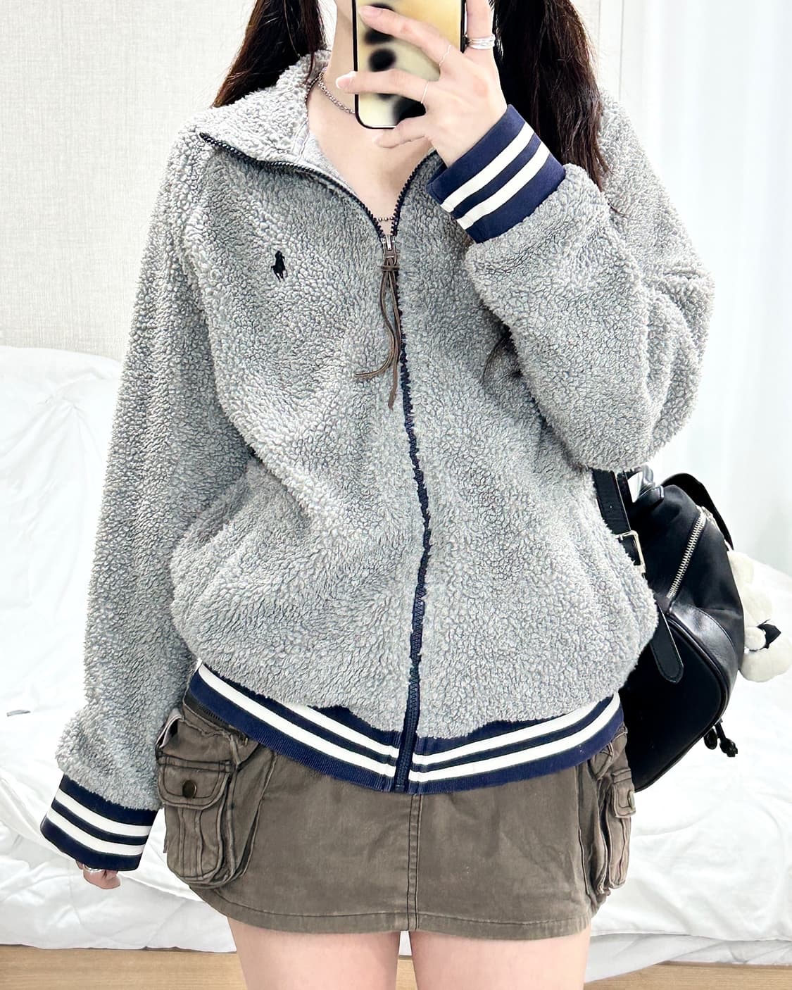 폴로 네이비포니 그레이 후리스 집업 상품이미지1