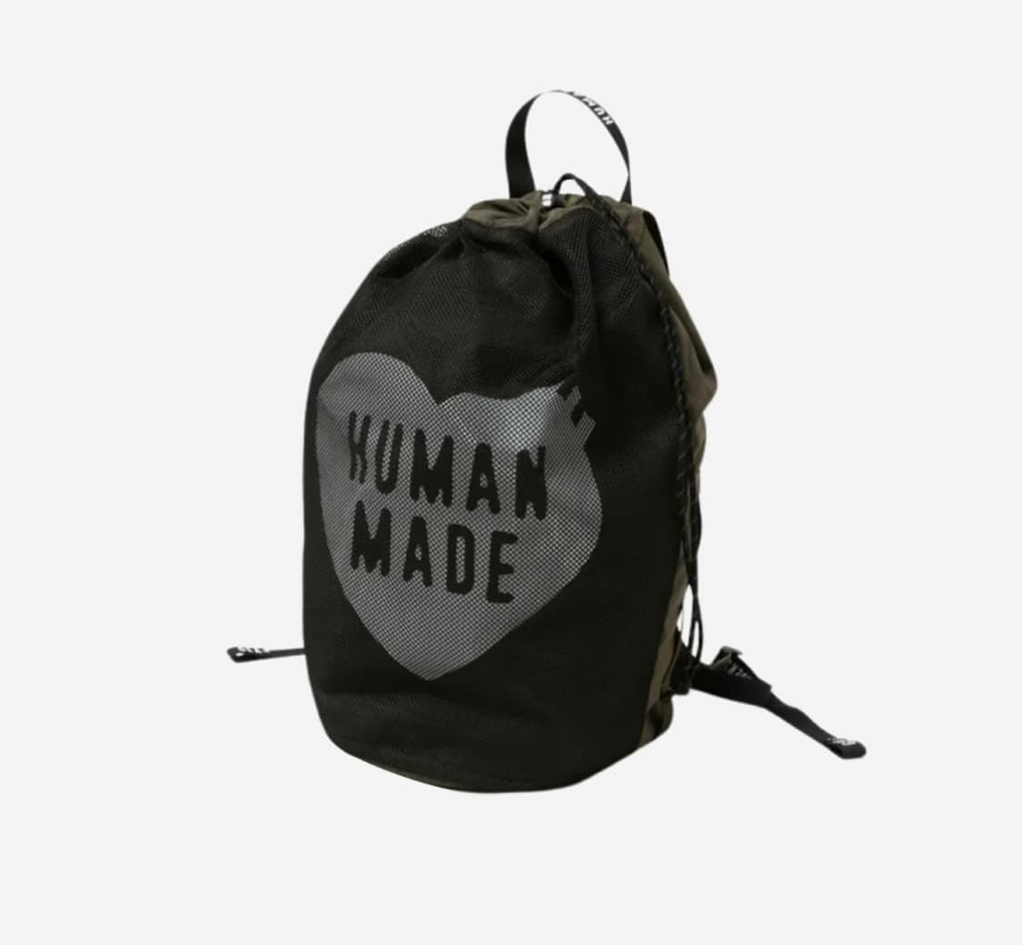 휴먼메이드 하트 로고 드로우스트링 백 카키 상품이미지1