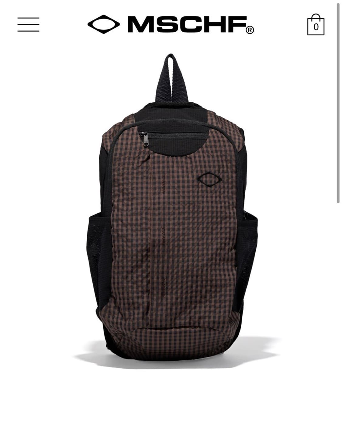 미스치프 깅엄체크 브라운 백팩 가방 상품이미지1