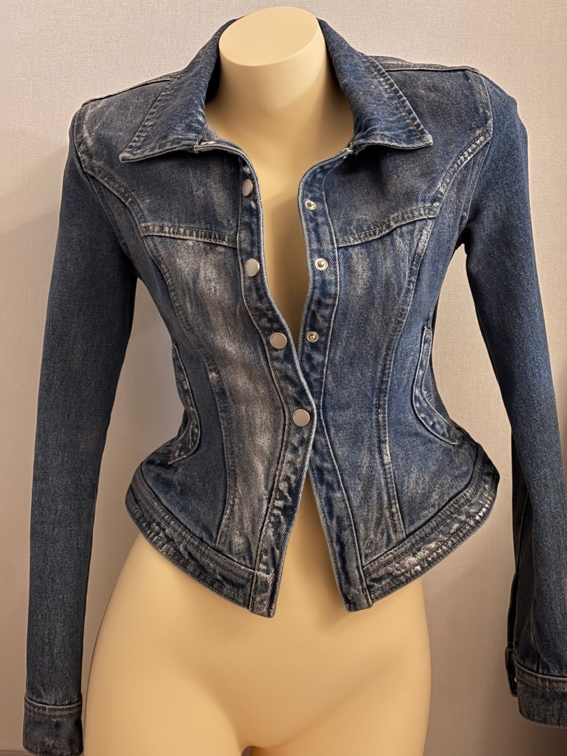 딱붙 워싱 청자켓 상품이미지1