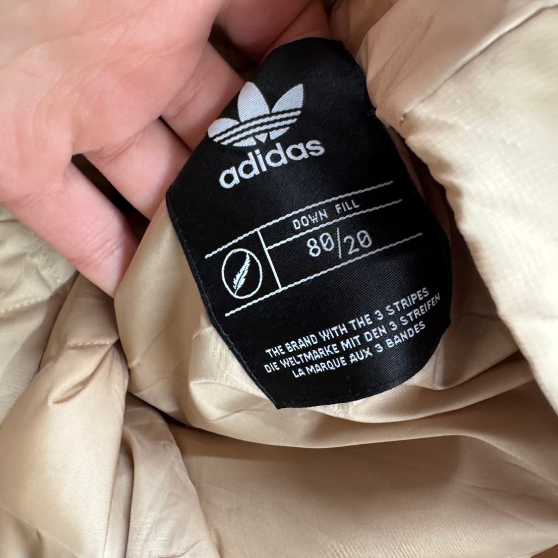 아디다스 퀼팅 다운 패딩 점퍼 트레포일 로고 포인트 브라운 상품이미지8