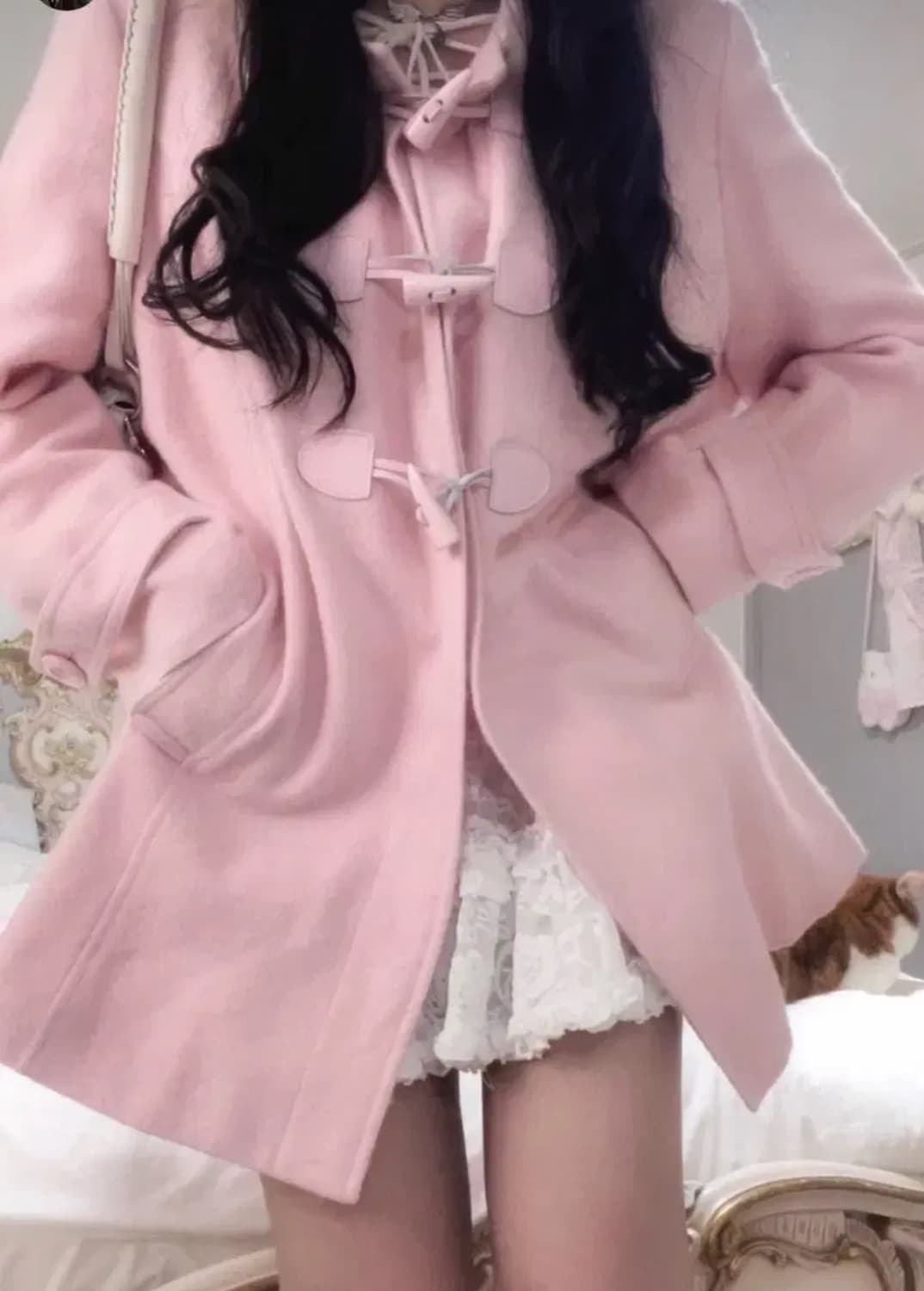 빈티지 핑크 떡볶이코트 상품이미지2