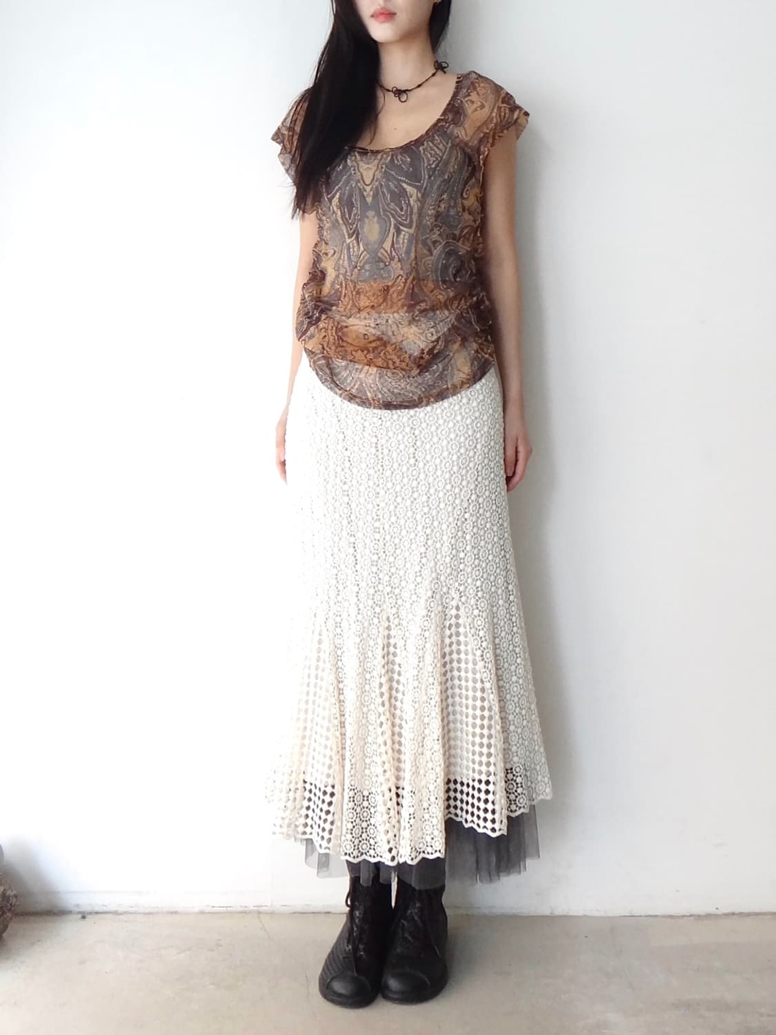 Punching mermaid knit skirt / ivory 상품이미지4