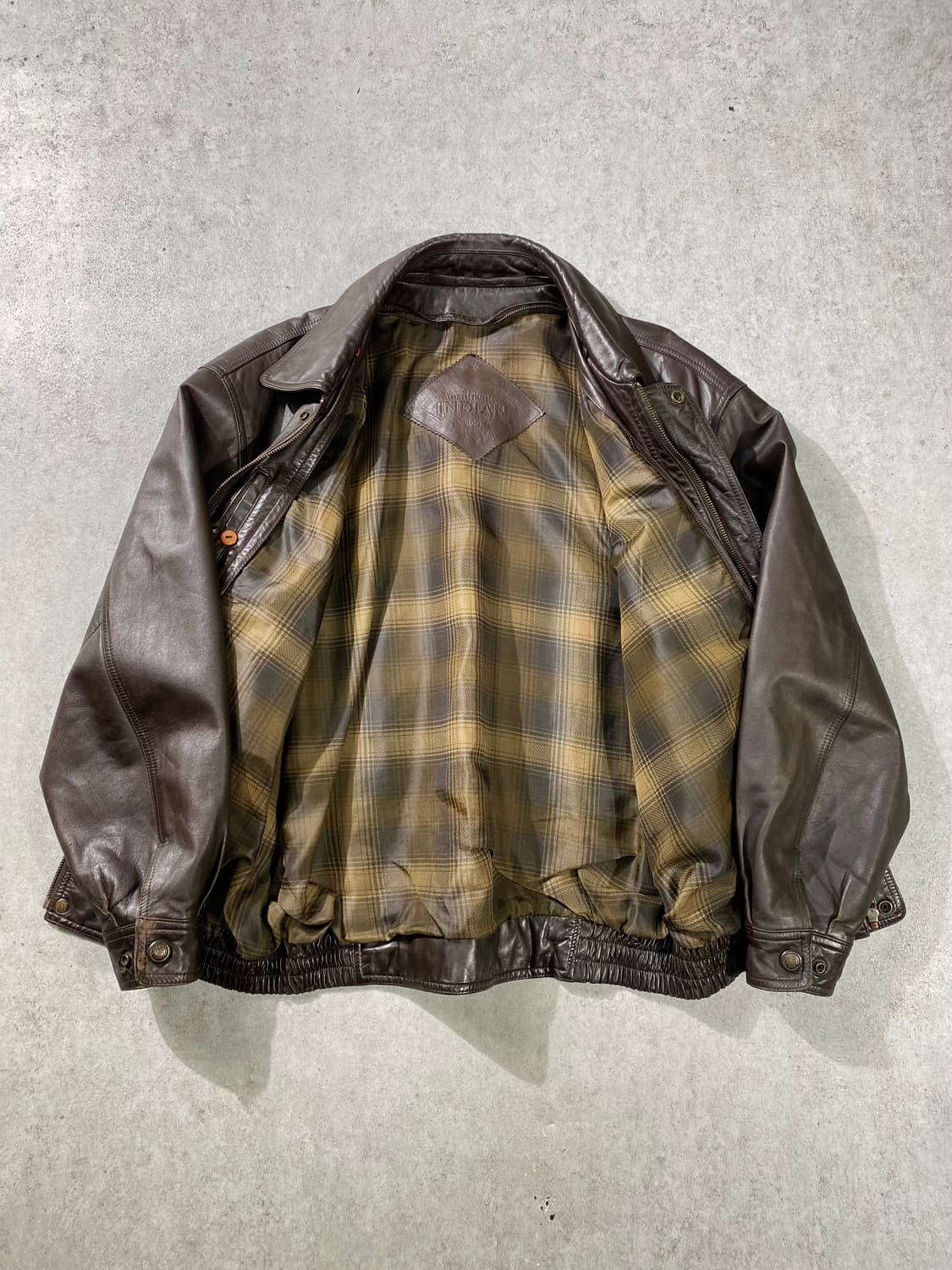 [100] 90s INDIAN 브라운 양가죽 레더 봄버자켓 상품이미지5