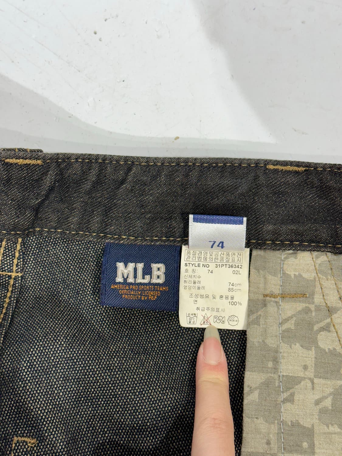 Mlb 흑청 올드스쿨 힙합 와이드 데님 팬츠  상품이미지7