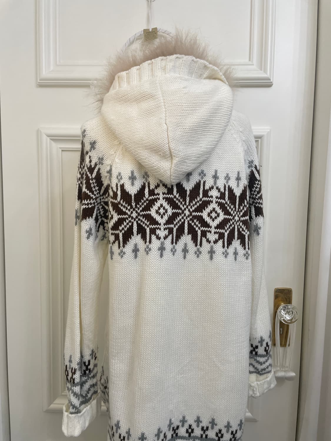 ivory nordic fur hoodie long cardigan 상품이미지4