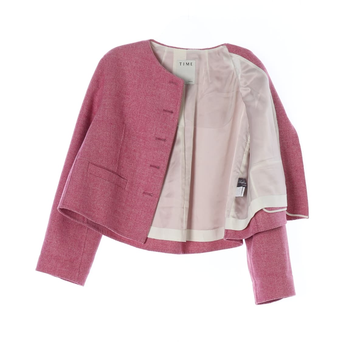 [S]타임 울100% 핑크 라운드 오버핏 A라인 재킷
 상품이미지4