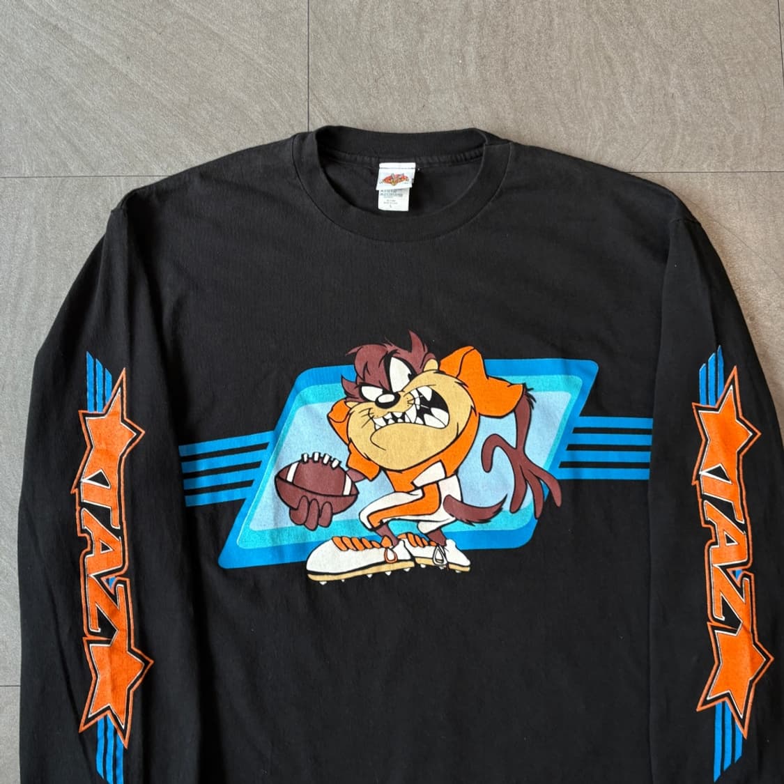 90년대 미국 생산 루니툰즈 테즈 블랙 롱 슬리브 긴팔티 상품이미지3