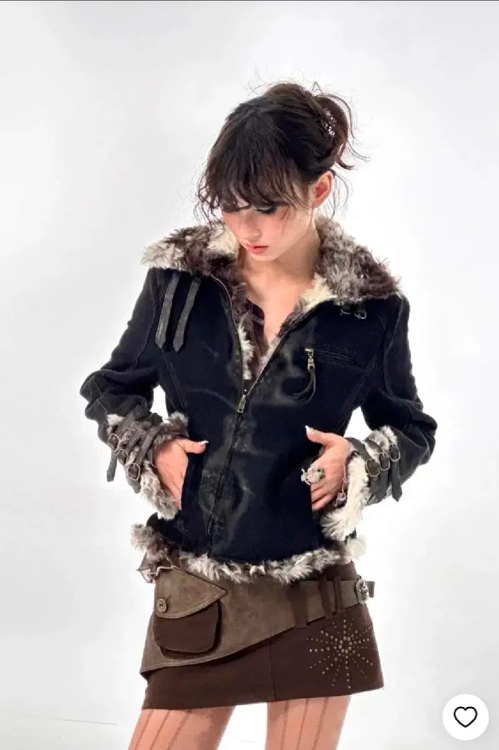 FLOWERS BIRDS MARKET 니체 데님 코트 퍼자켓 퍼무스탕 상품이미지2