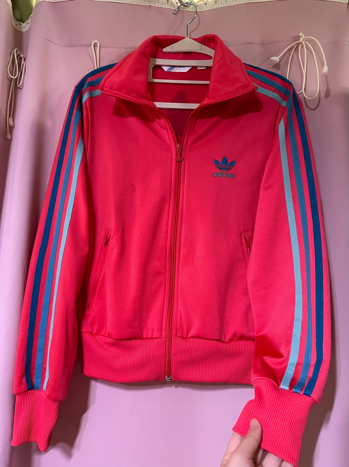아디다스 져지 아디다스 핑크 파이어버드 불꽃 트랙탑 삼선 왕불꽃 집업 상품이미지1