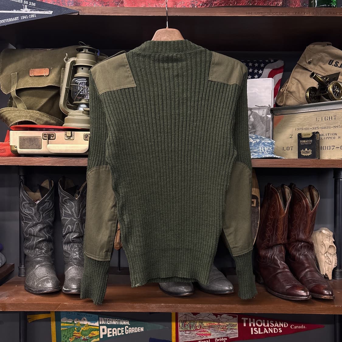 코만도 밀리터리니트 스웨터 암패치 견장 다크올리브 N314 상품이미지2