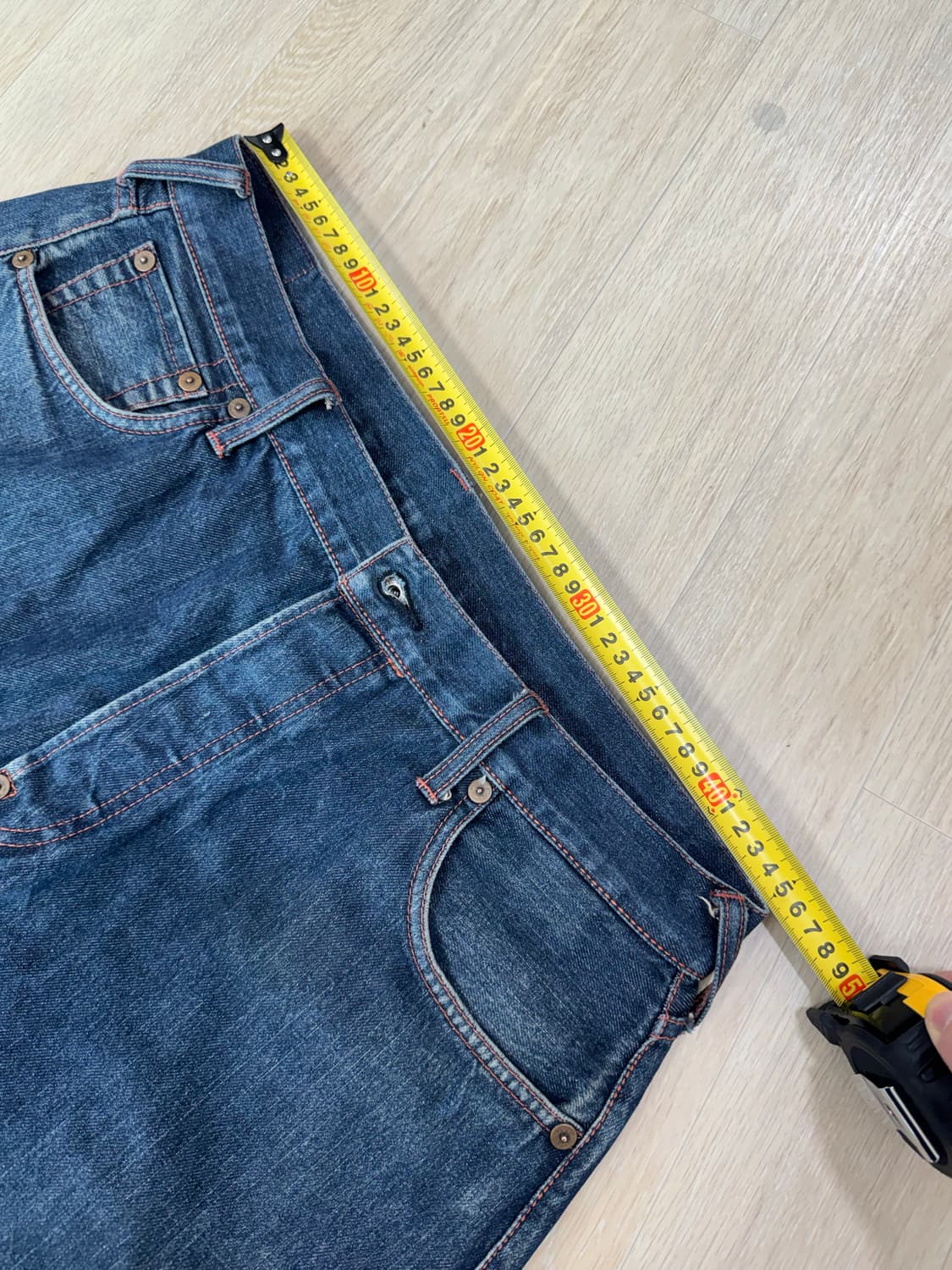 Evisu 에비수 가죽 빅로고 데님진 36사이즈 상품이미지7