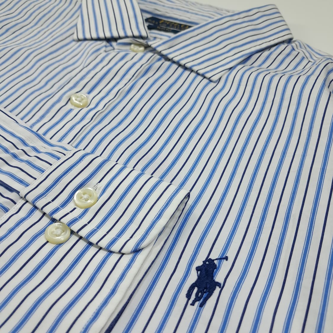 CL592 XL 폴로 코튼 슬림핏 스트라이프 블루 셔츠 남방 상품이미지4