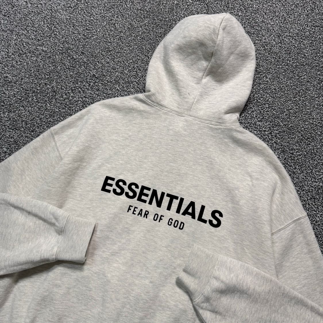 Name : 피오갓에센셜 후면 빅로고 오트밀 오버핏 후드티 :)  상품이미지2