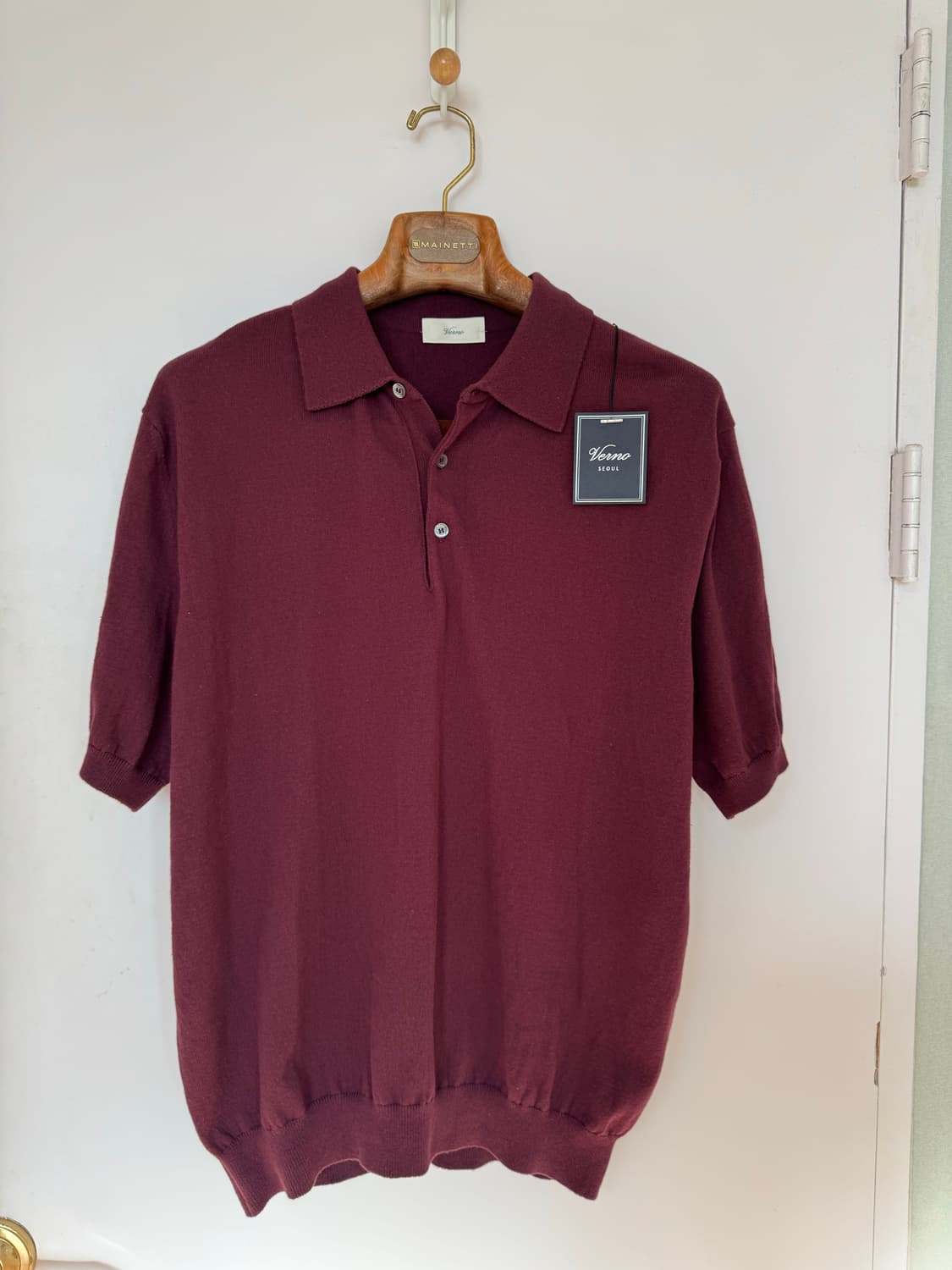 베르노 반팔 코튼 니트 버건디 새제품 상품이미지1