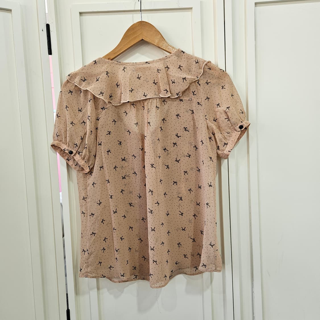 리본 패턴 쉬폰 블라우스 상품이미지5