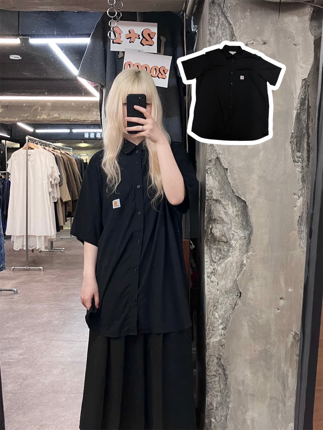 칼하트 포켓 반팔 셔츠 블랙 XL #csz4025  상품이미지1