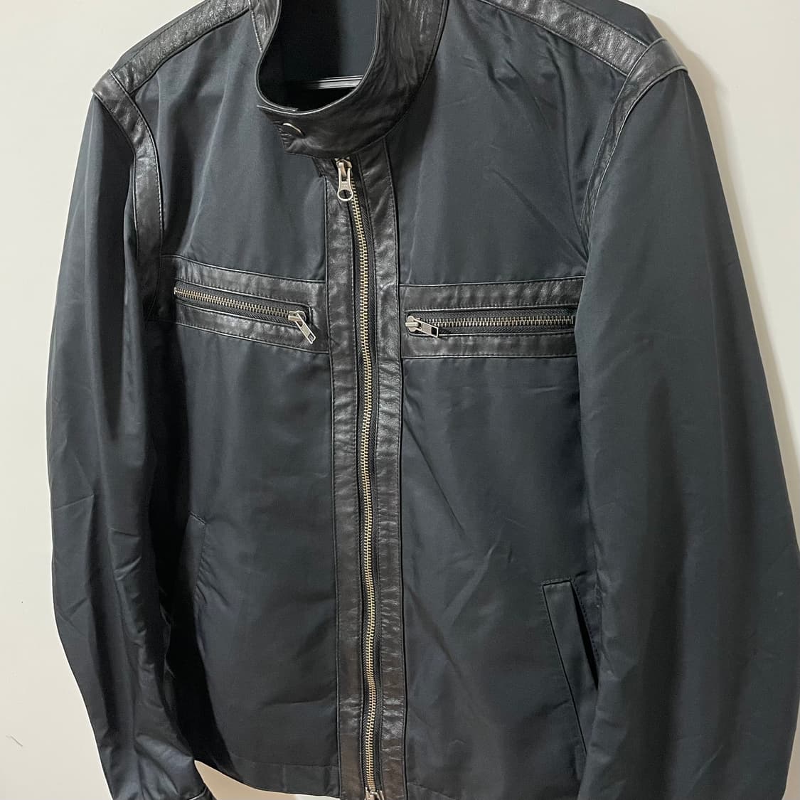 LEATHER POLY BIKER JACKET 상품이미지4