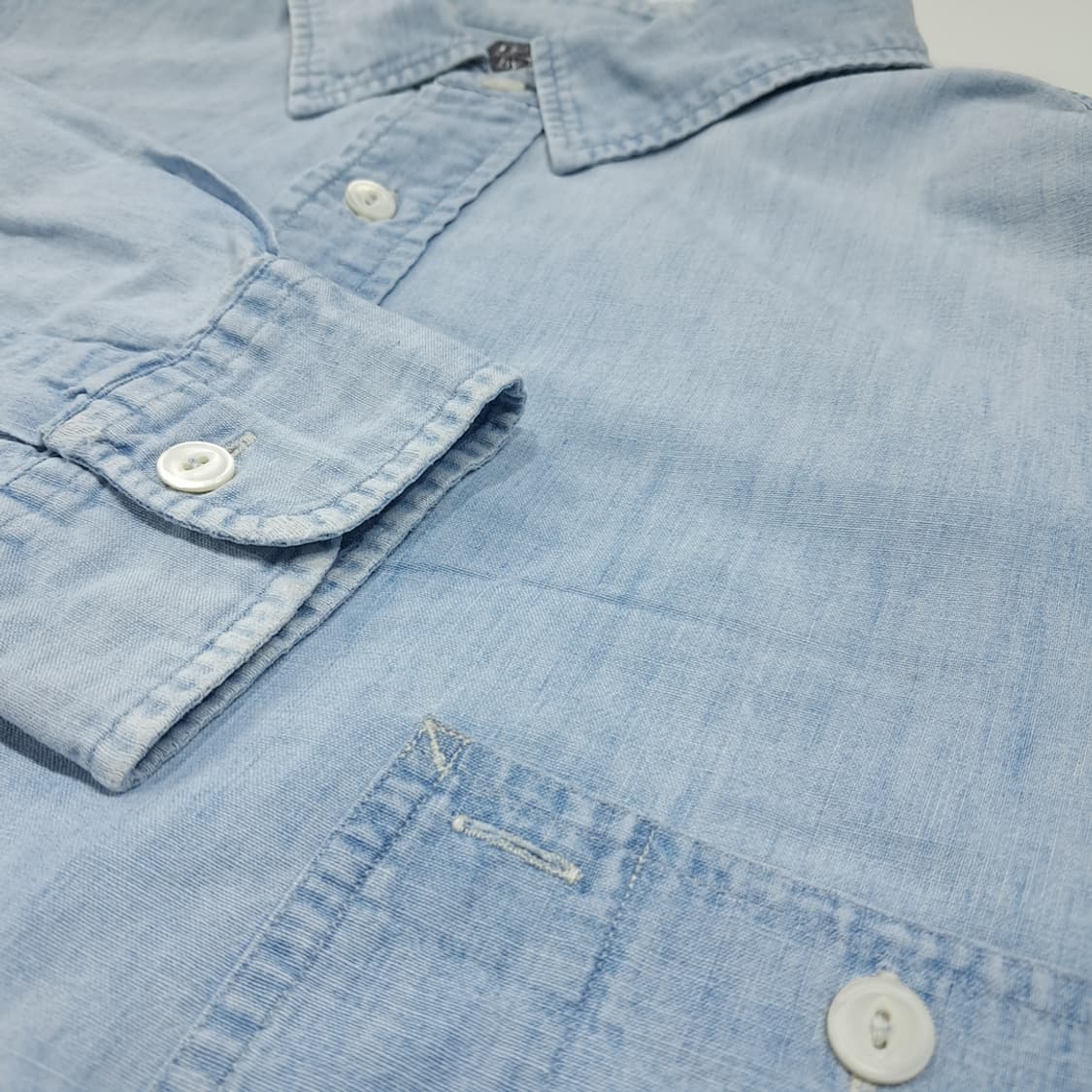 CL631 3XLT 폴로 90s 데님 워크 샴브레이 셔츠 남방 상품이미지4