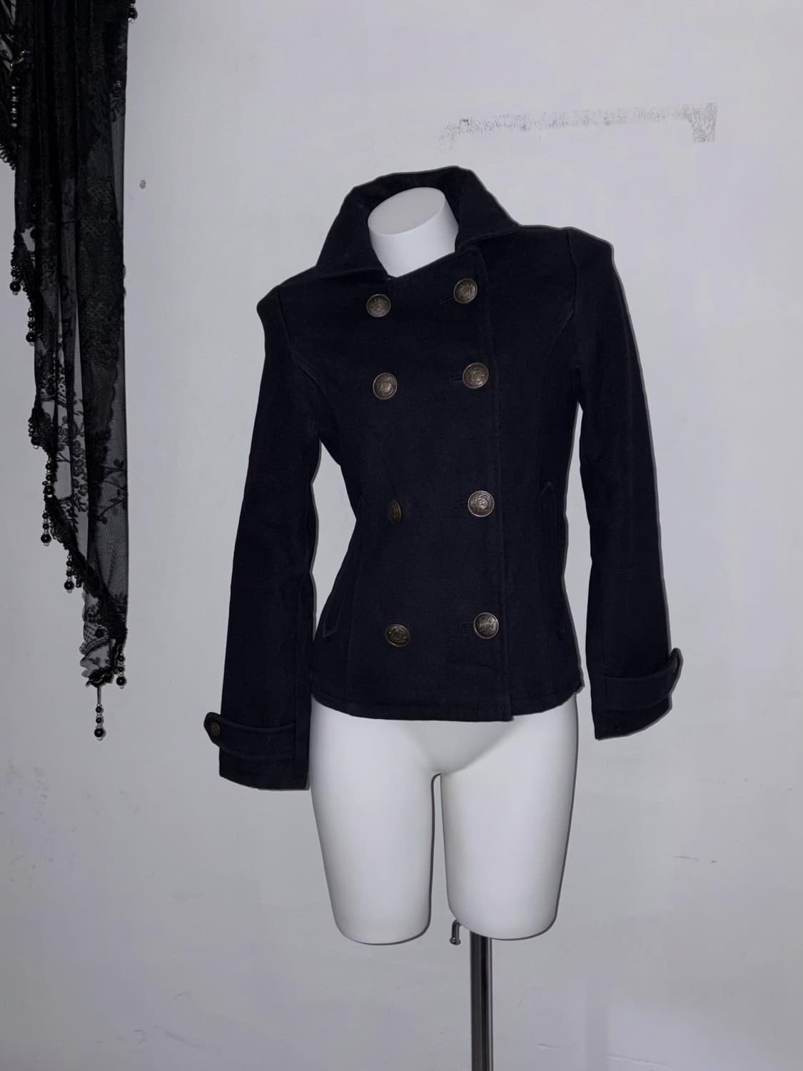 공겜여주&도쿄 코디세트 3pcs (땡땡이프릴, 00s 코트, 리본) 상품이미지3