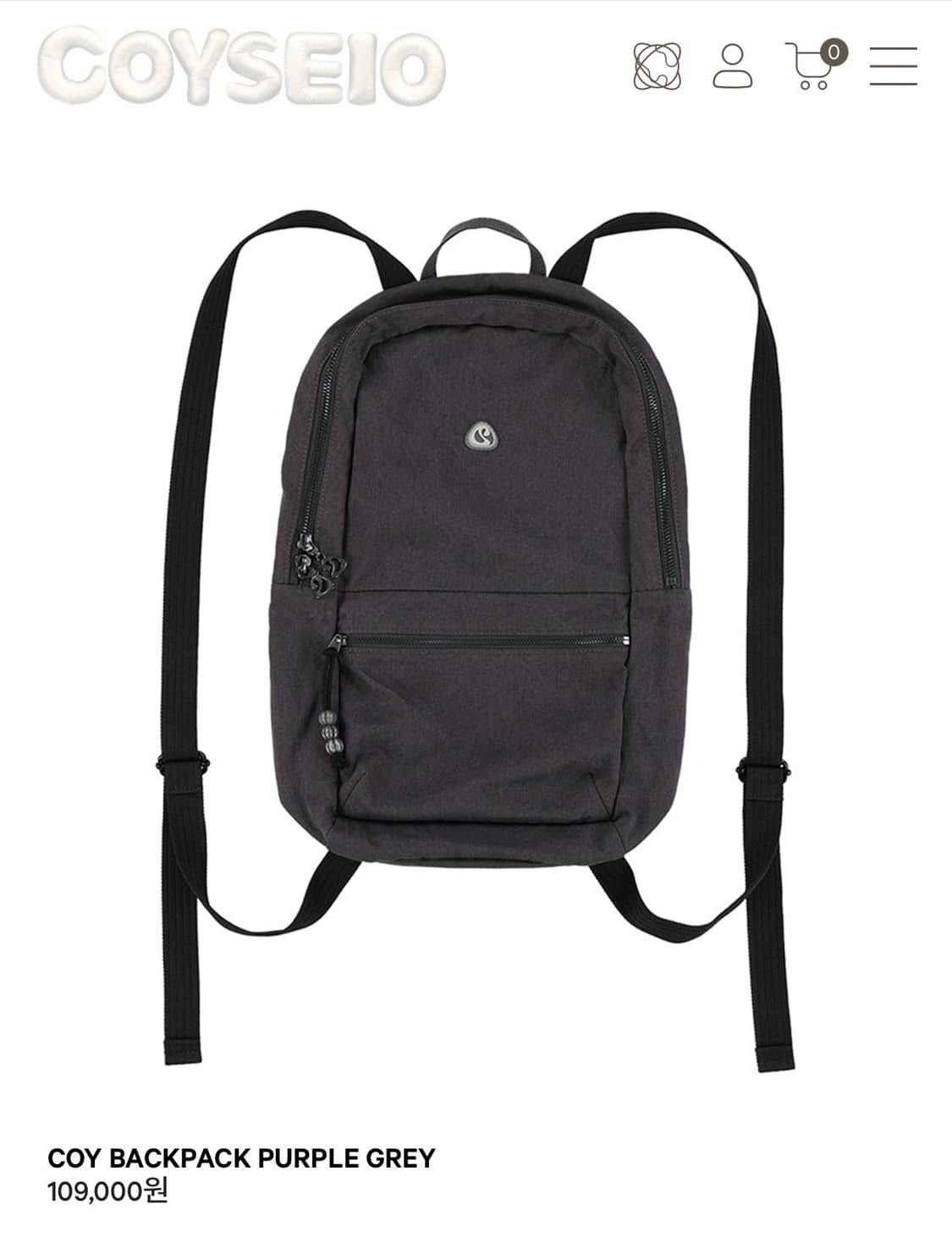 코이세이오 가방 COY BACKPACK PURPLE GREY 상품이미지1