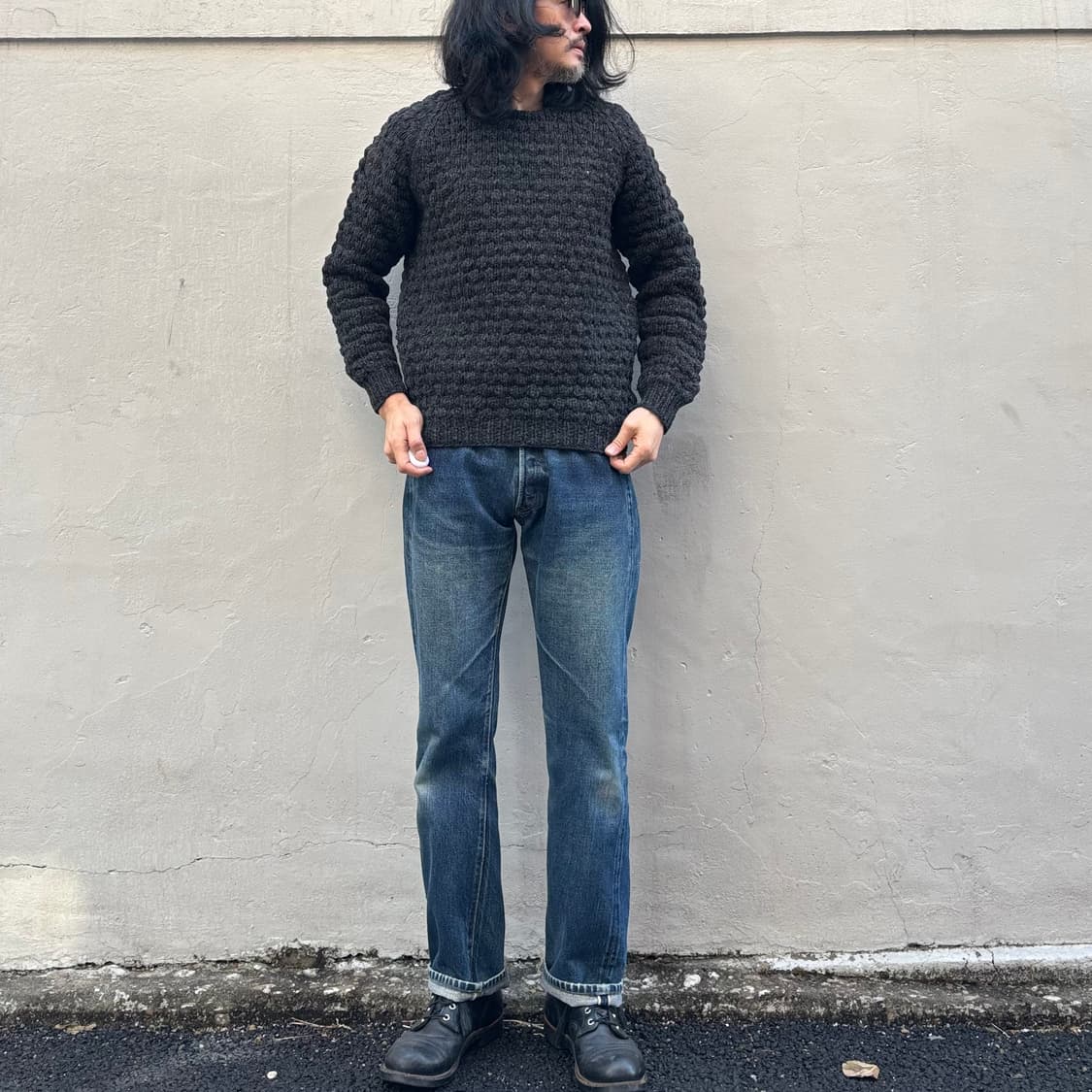 올드 핸드 니트 울 헤비 와플 스웨터 상품이미지8