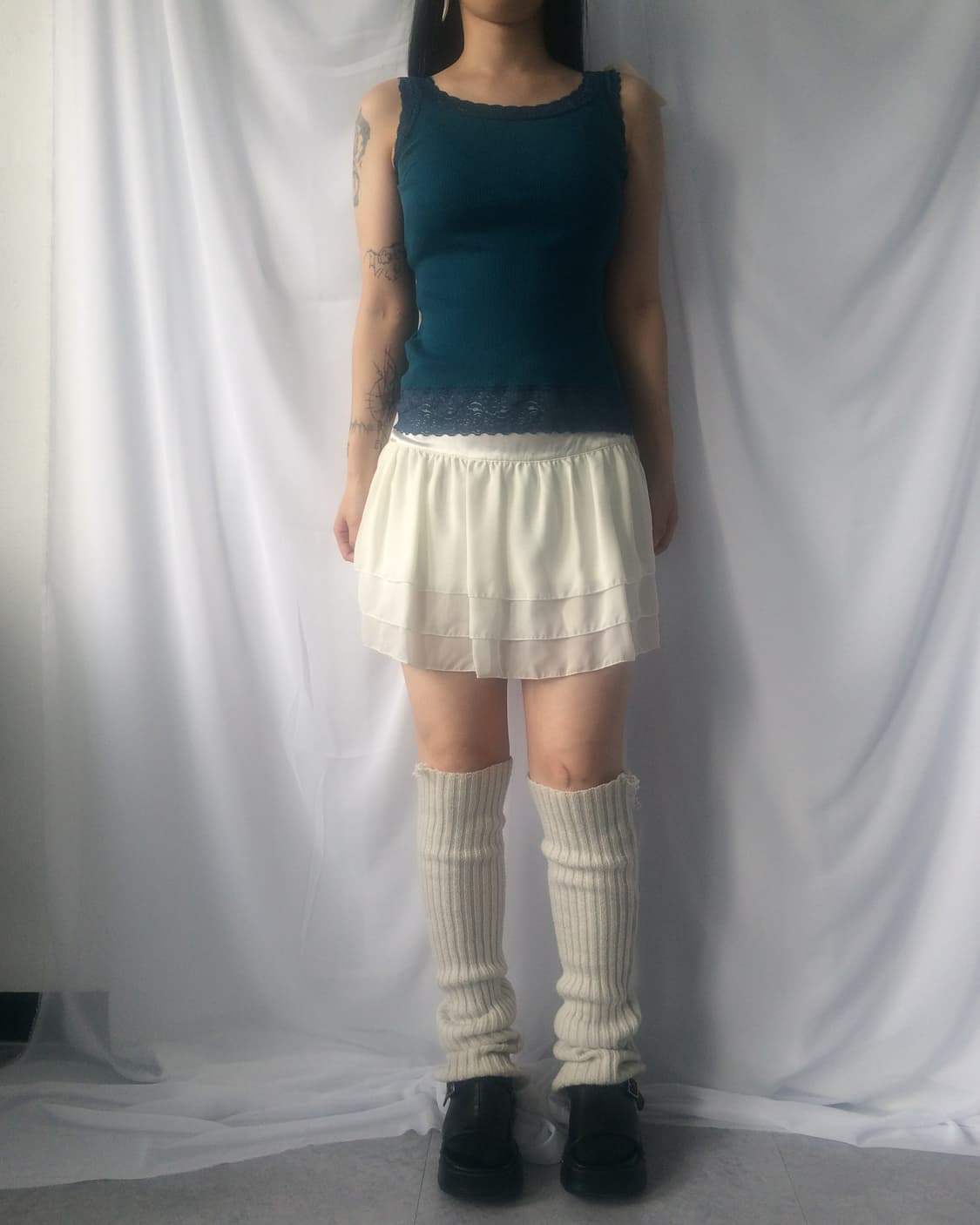 Lace trimming ribbed sleeveless 상품이미지5