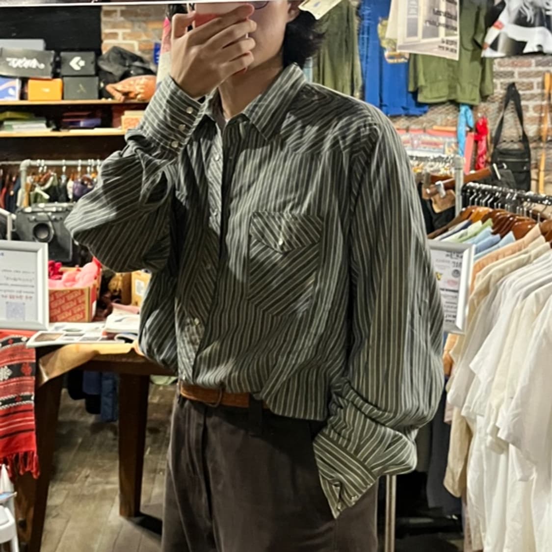 랭글러 스트라이프 웨스턴 셔츠 그린(old-7781/105) 상품이미지1