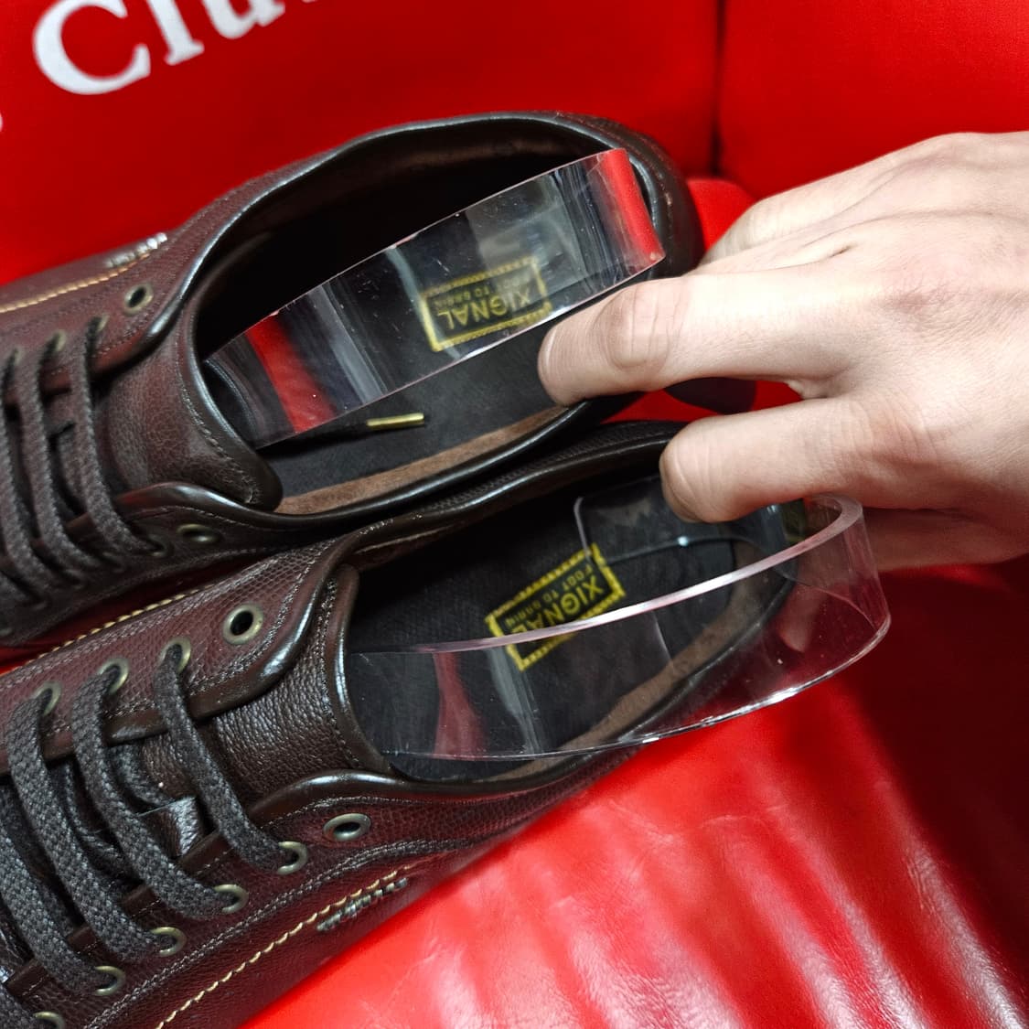  (새상품) XIGNAL 브라운 레더 핸드메이드 스니커즈 상품이미지5