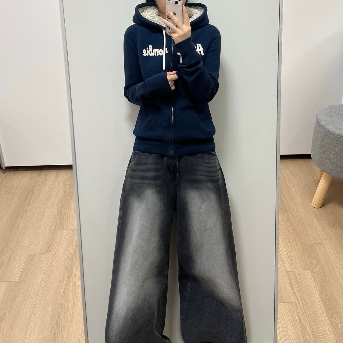 아베크롬비 울프죠 딱붙핏 네이비 후드집업 상품이미지1