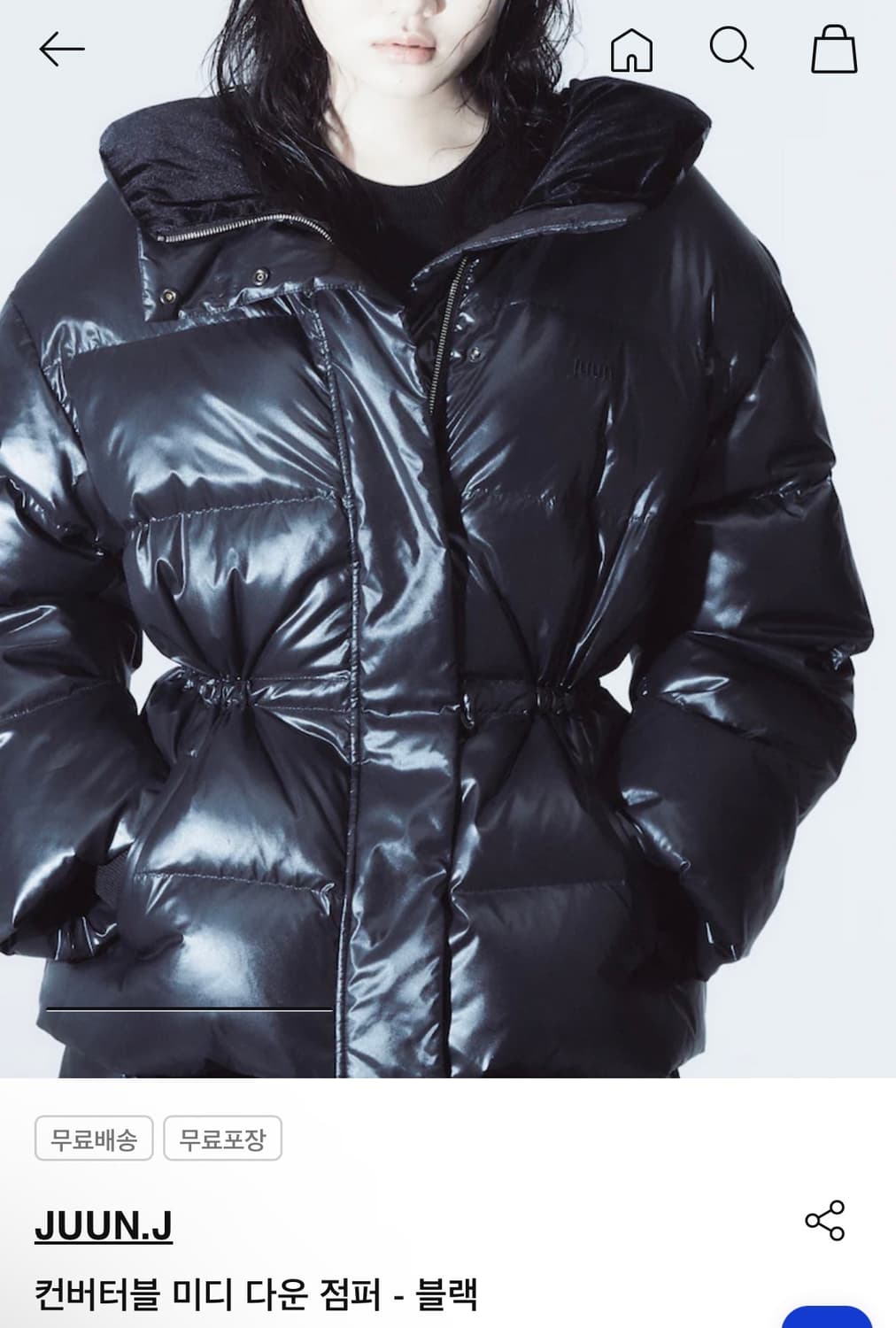 [새상품] JUUN.J 준지 컨버터블 미디 다운 점퍼 블랙 25FW 상품이미지1