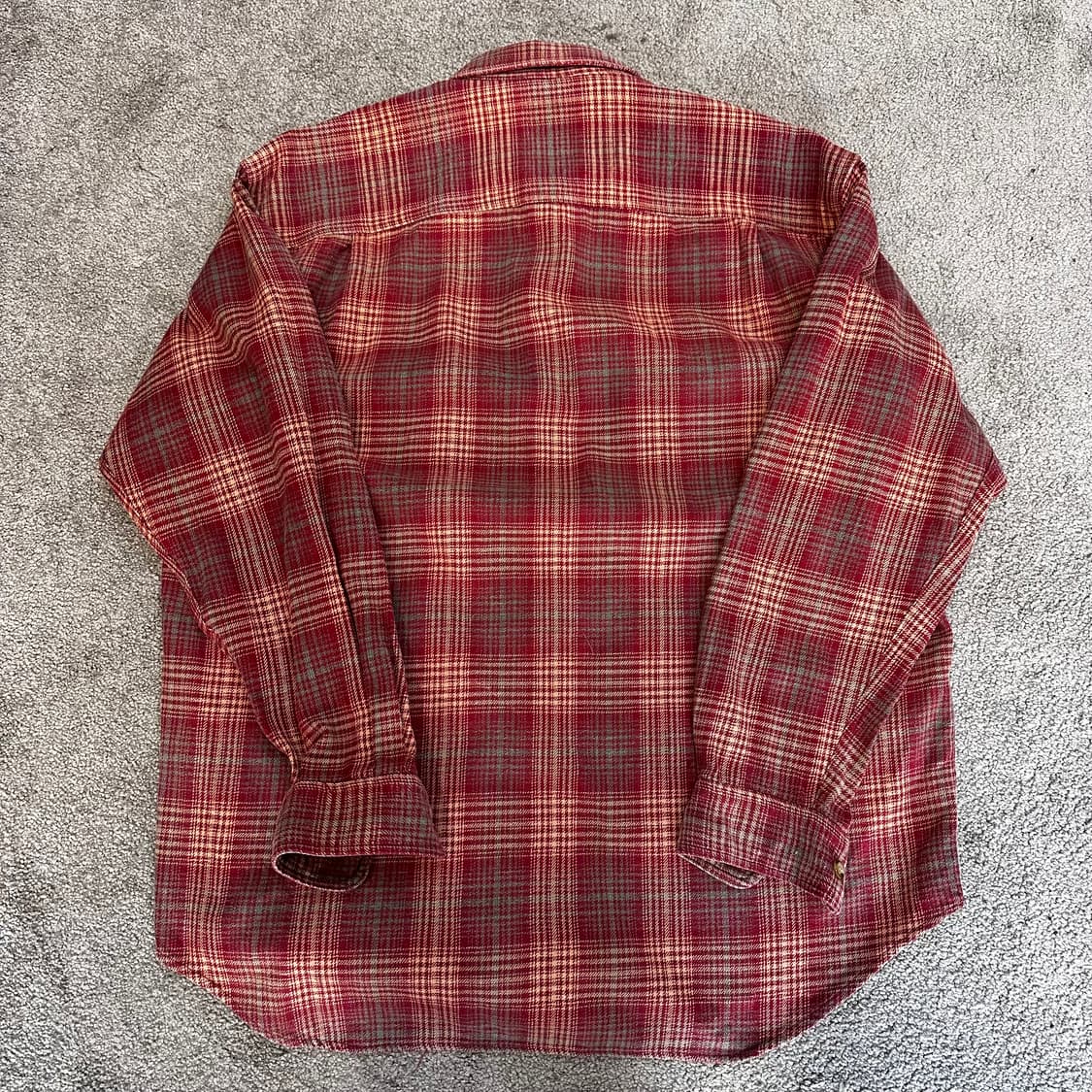 빈티지 레드 사이드포켓 플란넬 셔츠L 상품이미지6