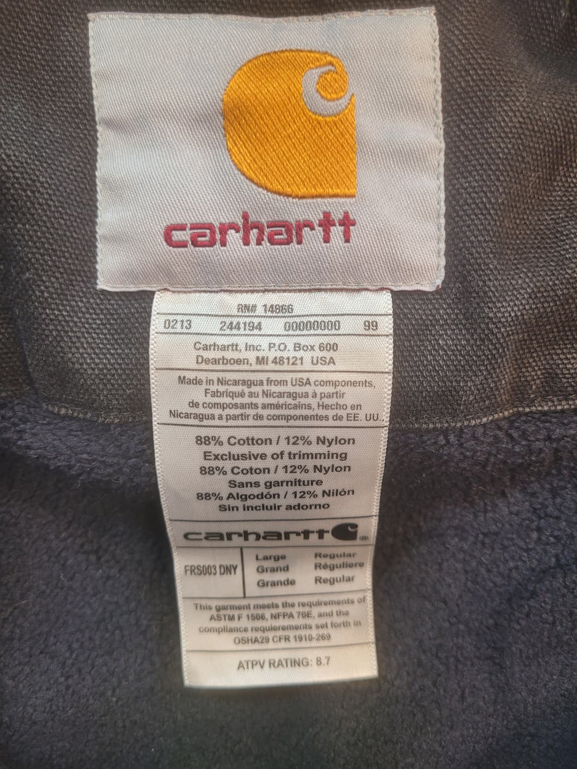 칼하트 워크 자켓 블랙 L 상품이미지3