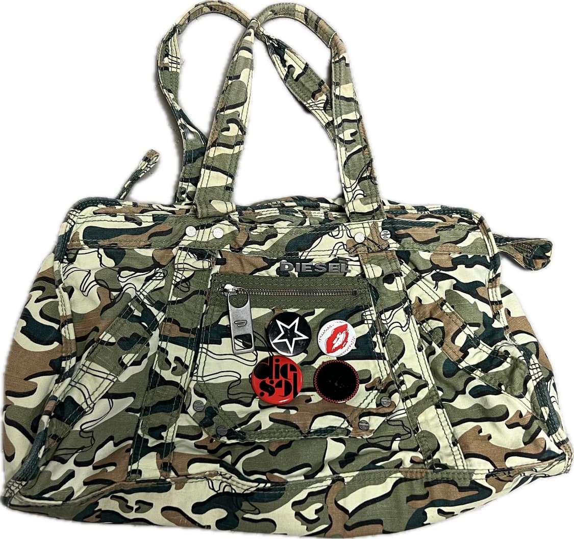 디젤 코튼 카모 숄더백 토트백 핀버튼 상품이미지1