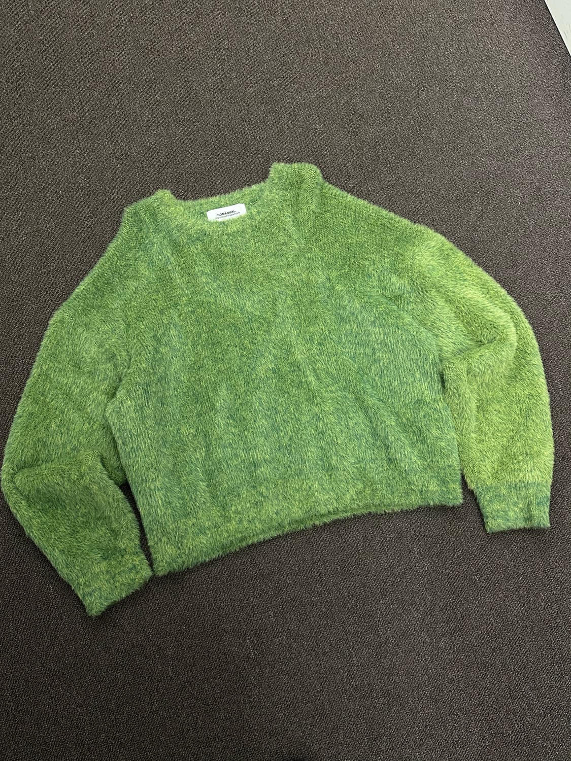 XL)노매뉴얼 퍼즈 헤어리 니트 그래스 그린 스웨터 상품이미지5