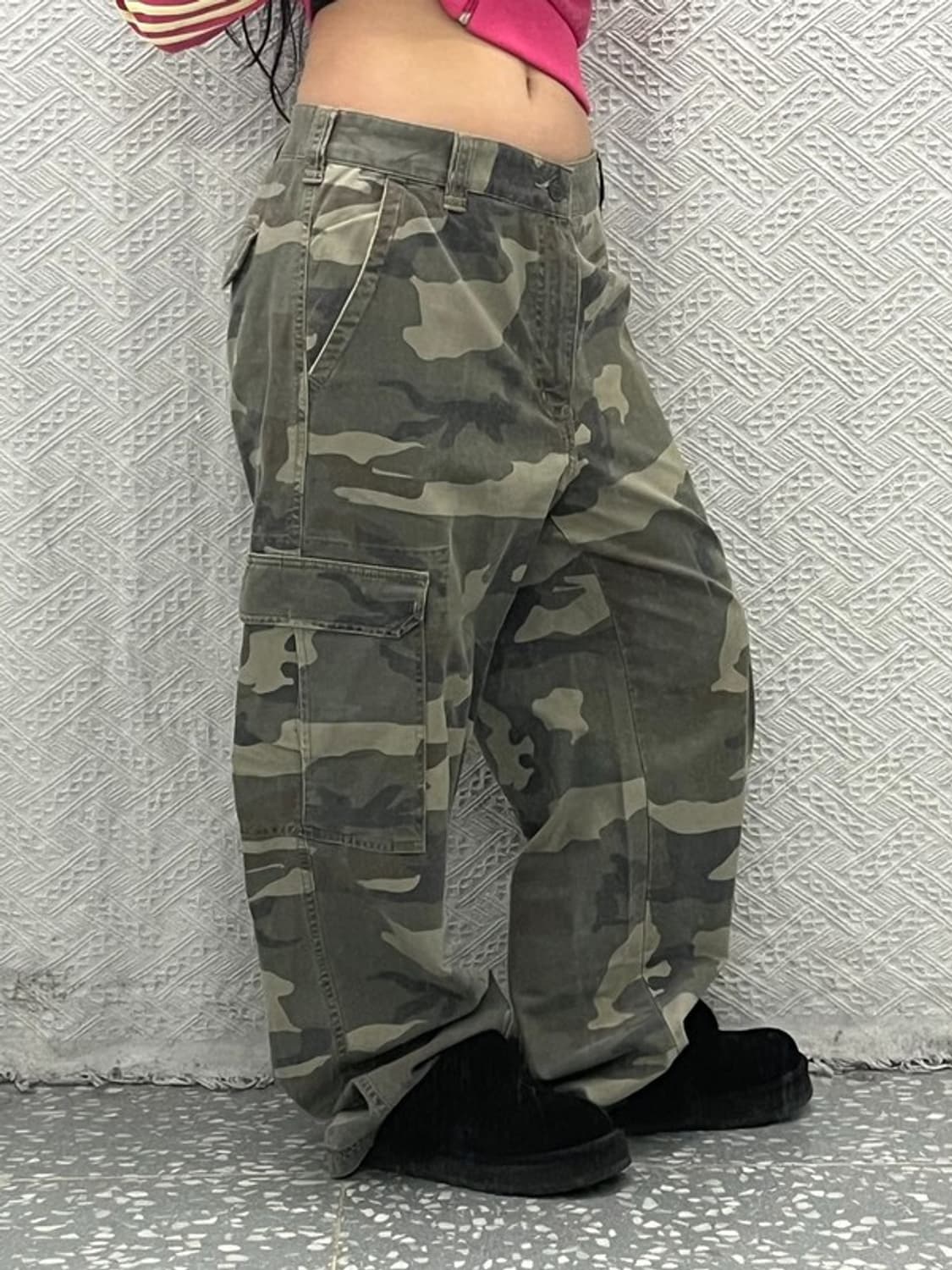 빈티지  밀리터리 카모 플라주 오버핏 카고팬츠 34인치 C06715 상품이미지1