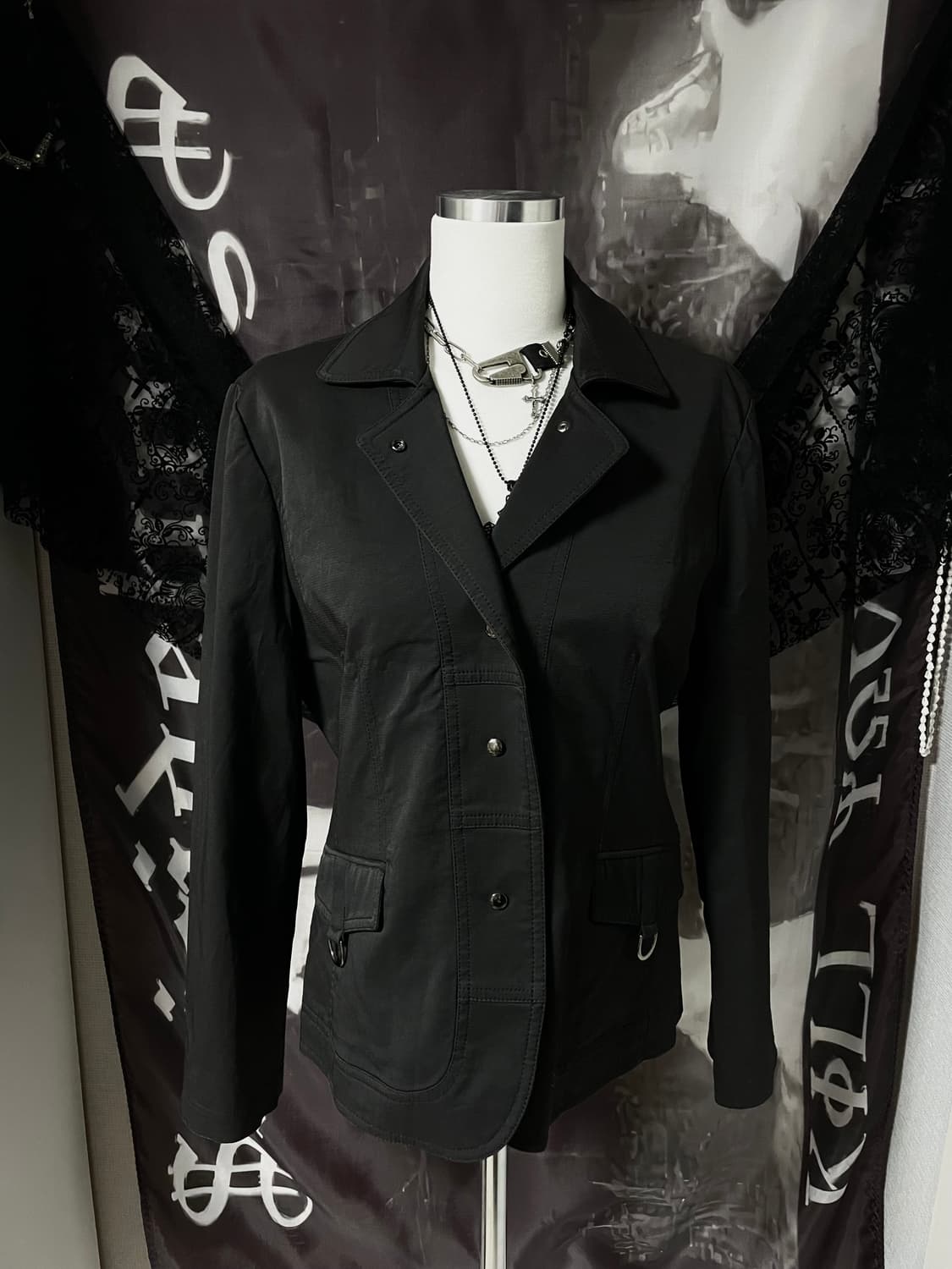 Black Vintage Gothic detail Jacket 헬무트랭 상품이미지1