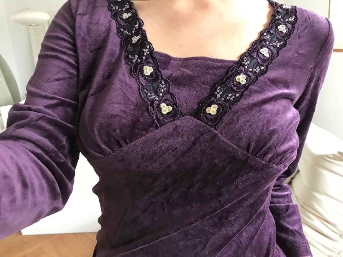 vintage purple velvet top 상품이미지3