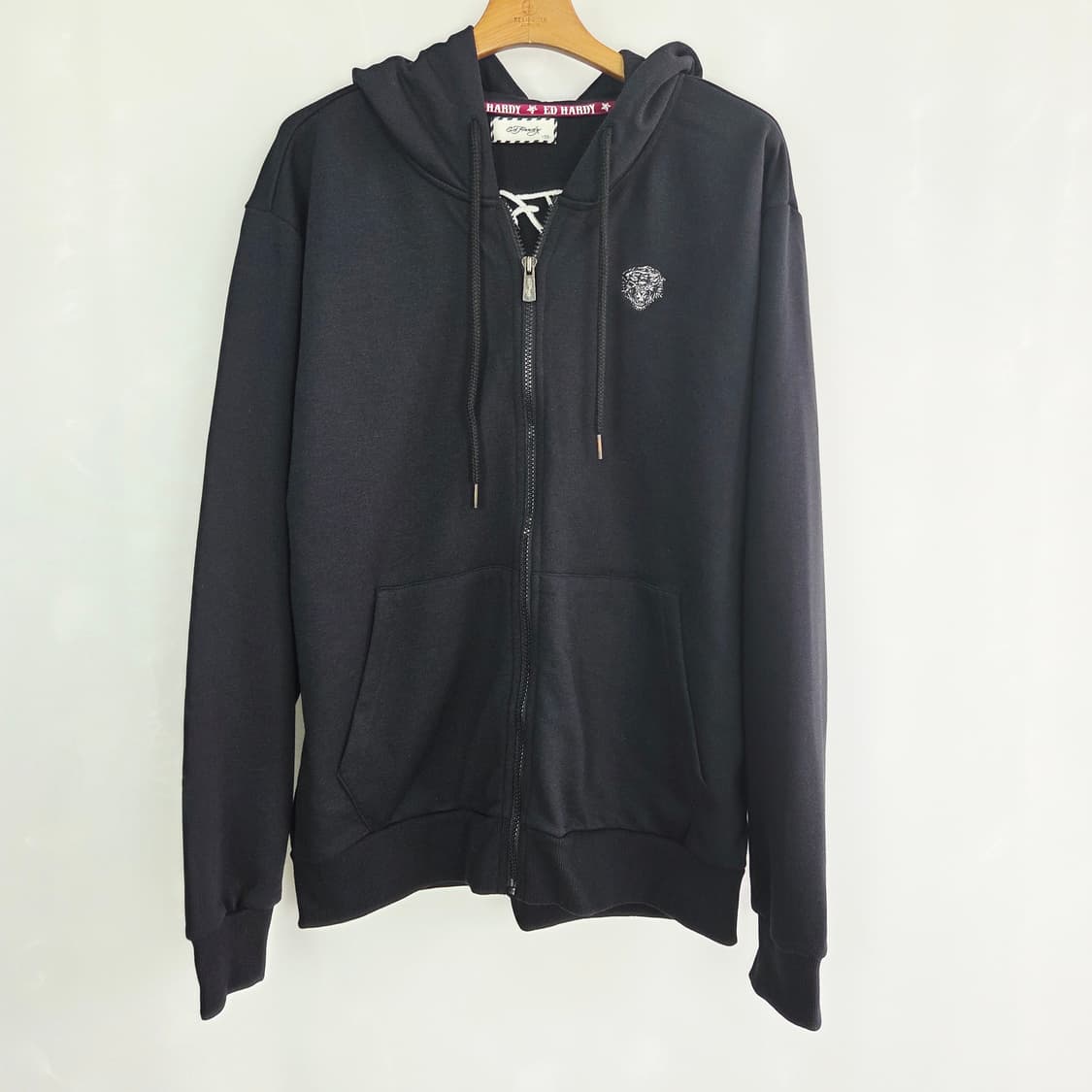 [ED HARDY] 에드하디 블랙 후드집업 레터링 자켓 XL 상품이미지1