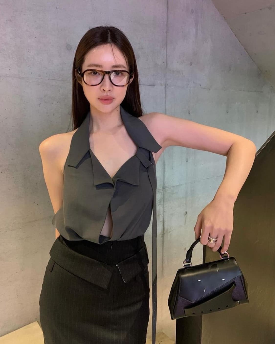 LCDC PINSTRIPED LAYERED WAIST LONG SKIRT 상품이미지1